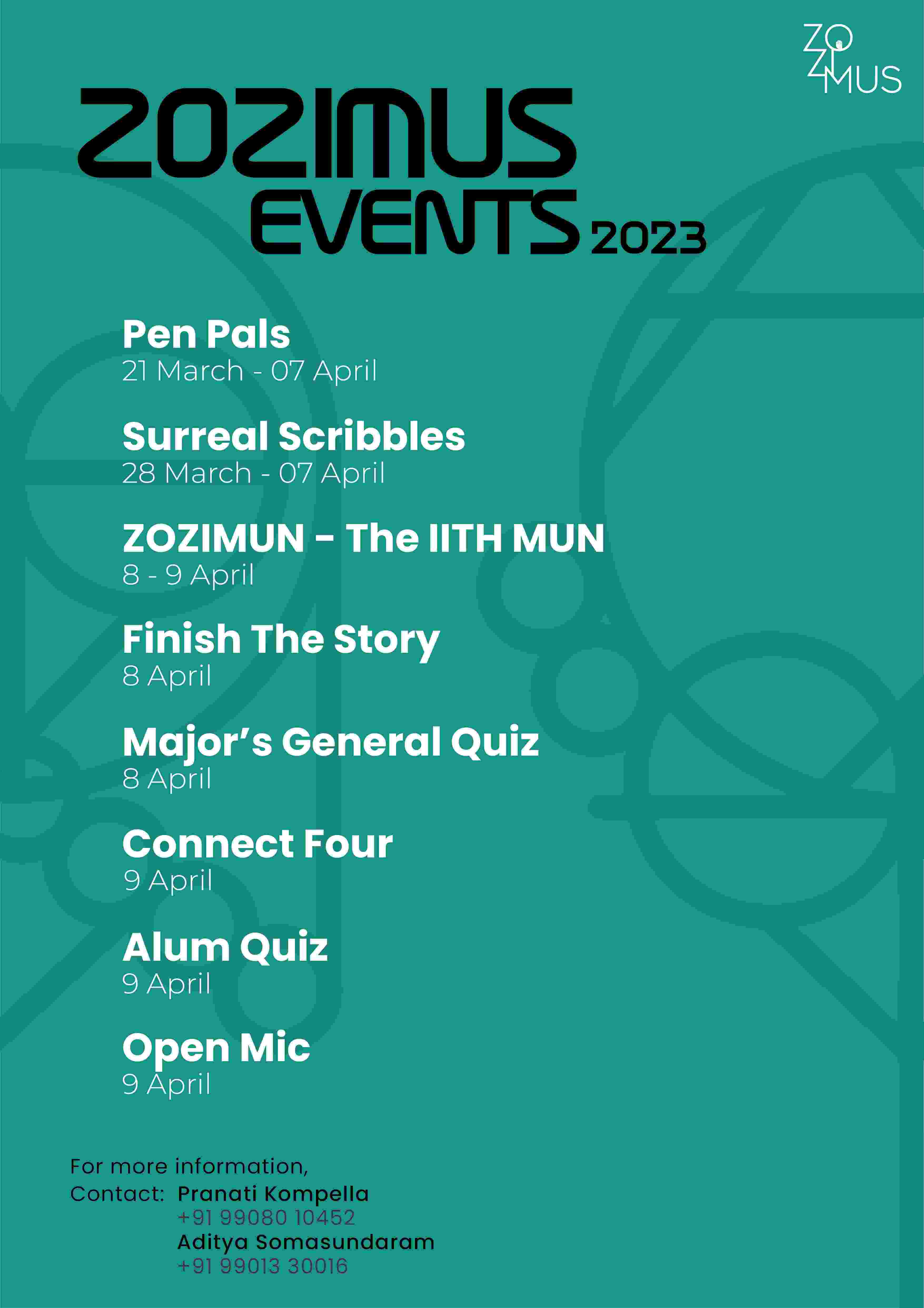 Zozimus Schedule